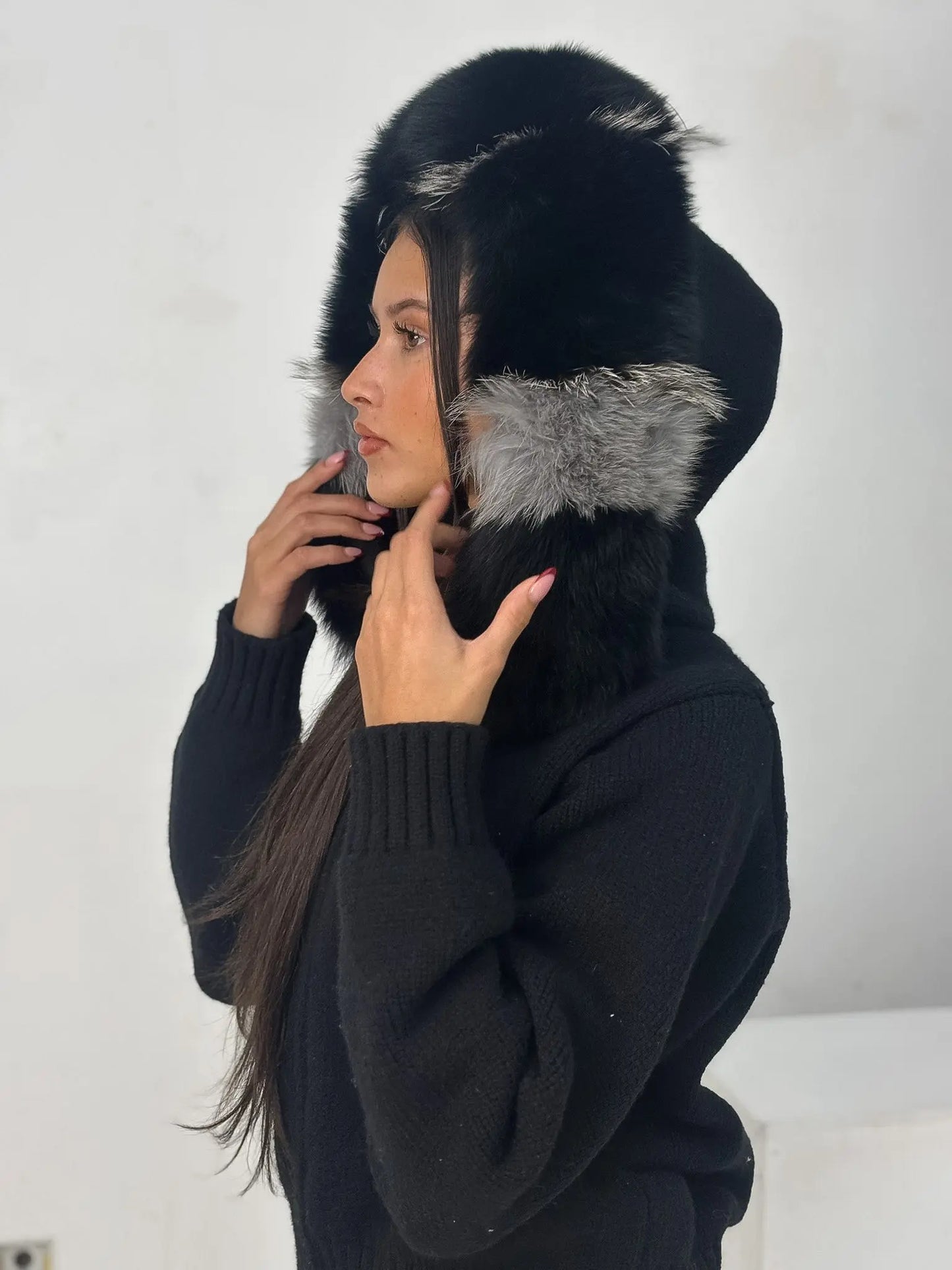 Elara Fox Fur Hood Cardigan Shop Byxie