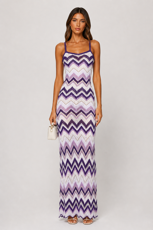 Byxie Zigzag Crochet Knit Maxi Dress Shop Byxie