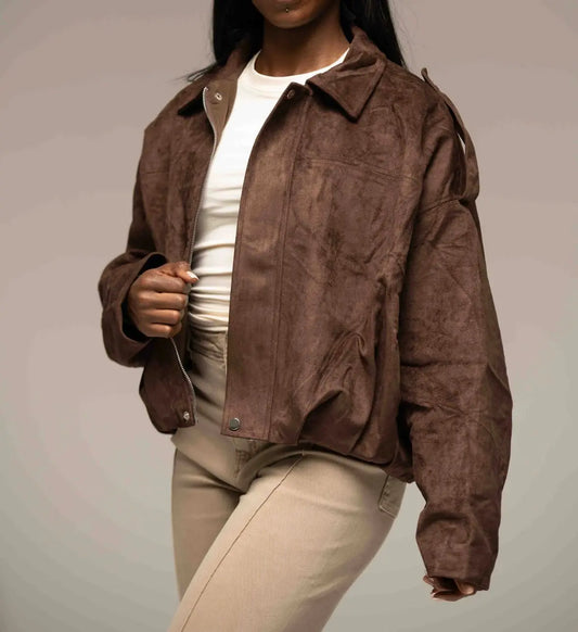 Amara Oversized Faux Suede Jacket - Shop Byxie
