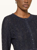 Sylvie Rhinestone Knit Cardigan & Skirt Set - Navy Shop Byxie