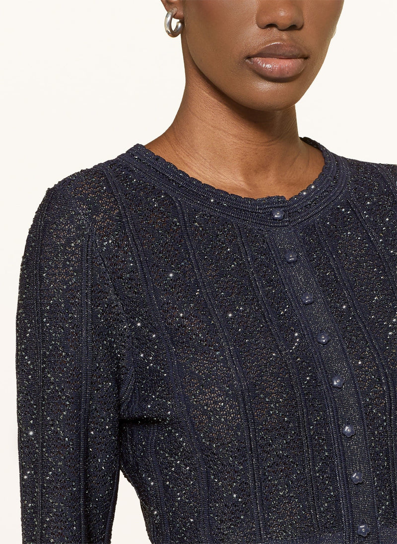 Sylvie Rhinestone Knit Cardigan & Skirt Set - Navy Shop Byxie