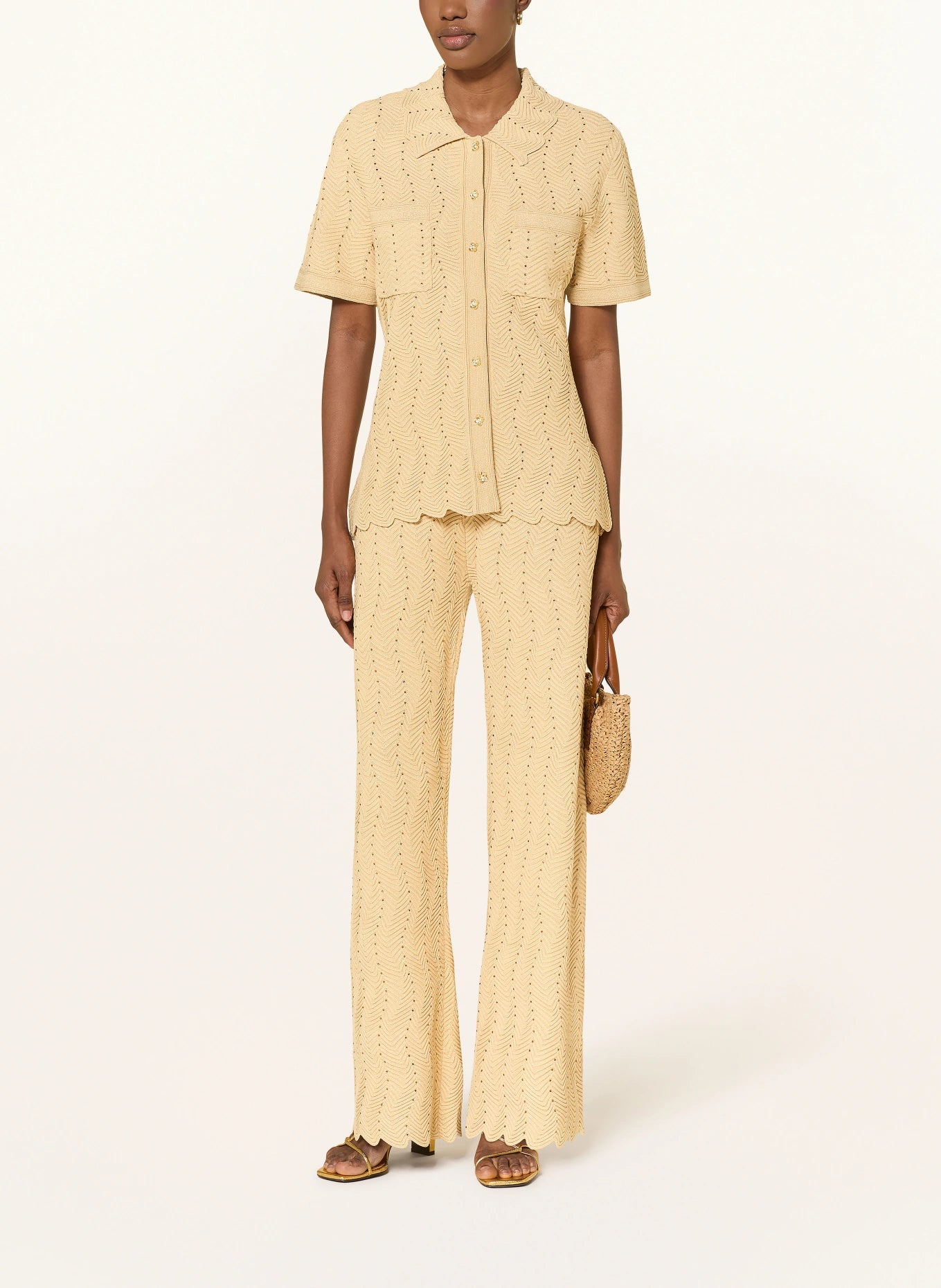 Solène Embellished Knit Shirt – Champagne Shop Byxie