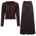 Sylvie Rhinestone Knit Cardigan & Skirt Set - Brown Shop Byxie
