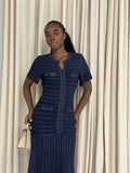Serena Rhinestone Knit Dress - Navy Shop Byxie