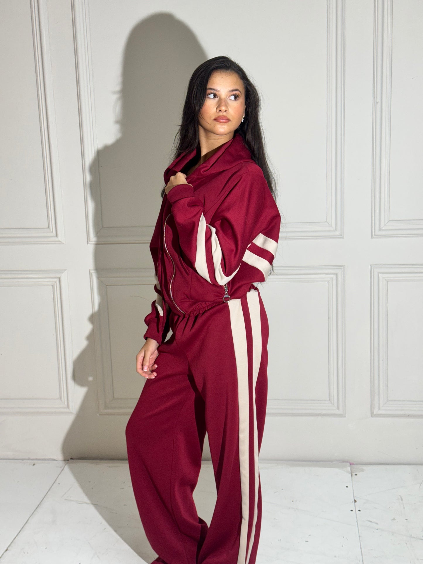 Raya Zip-Up Track Set – Burgundy