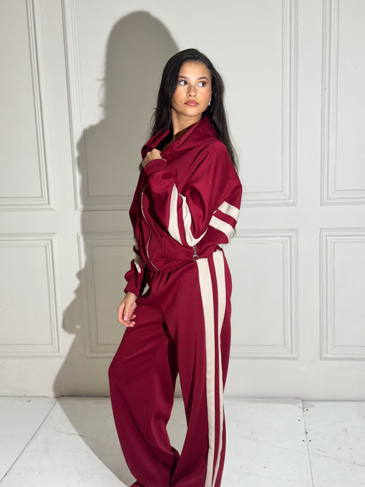 Raya Zip-Up Track Set – Burgundy