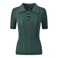 Sabrina Pointelle Knit Polo Top - Green Shop Byxie