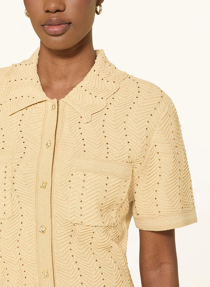 Solène Embellished Knit Shirt – Champagne Shop Byxie