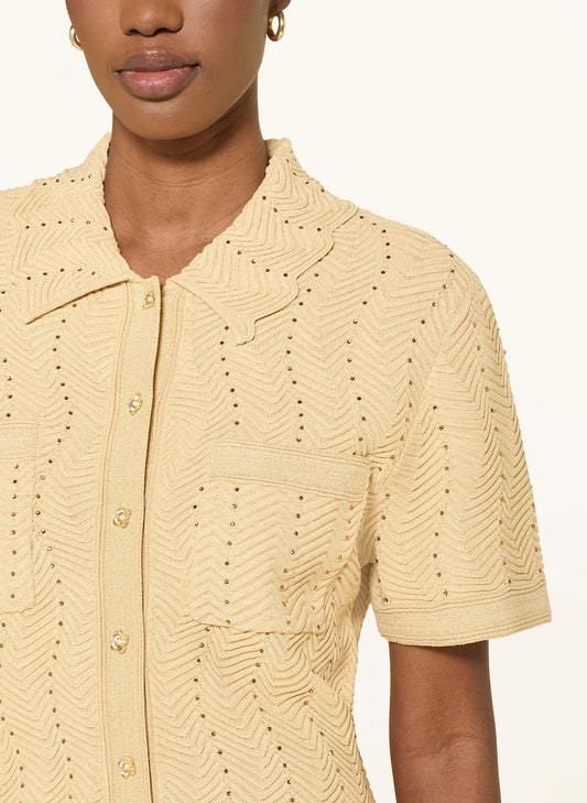 Solène Embellished Knit Shirt – Champagne Shop Byxie