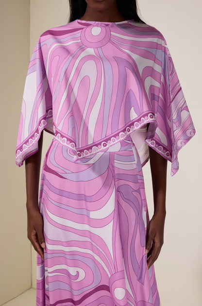 Ayana Printed Cape Top & Maxi Skirt Co-Ord Set Shop Byxie