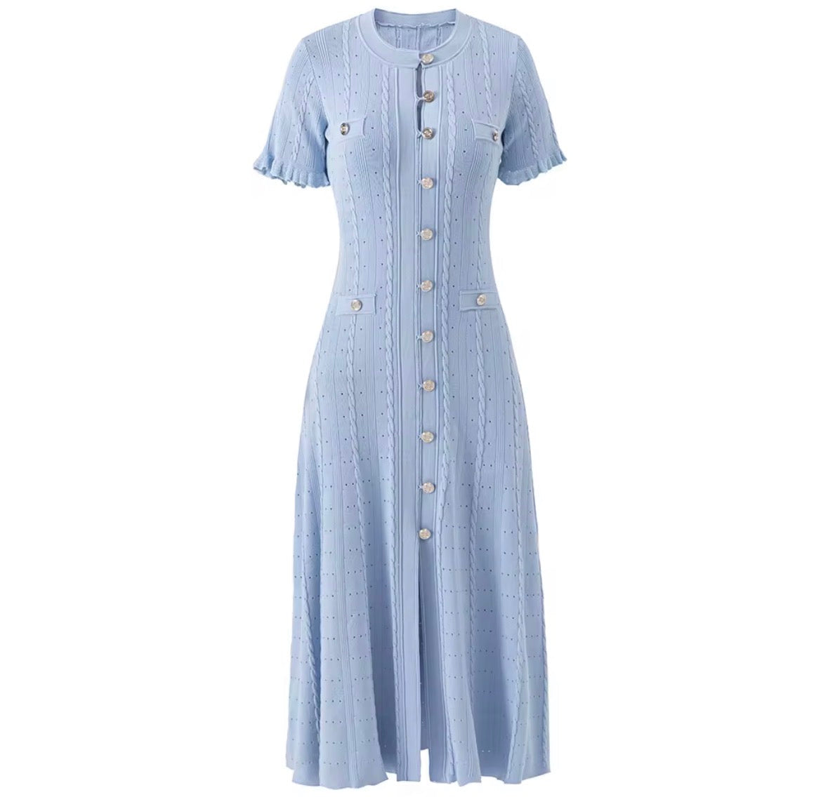 Byxie Sienna Luxe Knit Midi Dress - Baby Blue Shop Byxie