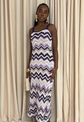 Byxie Zigzag Crochet Knit Maxi Dress -Purple Shop Byxie