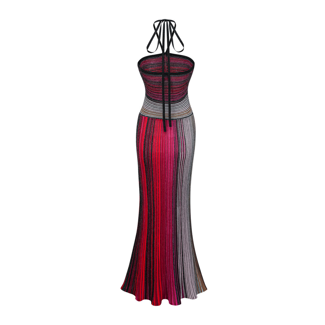Valarie Halterneck Metallic Knit Maxi Dress - Red Shop Byxie