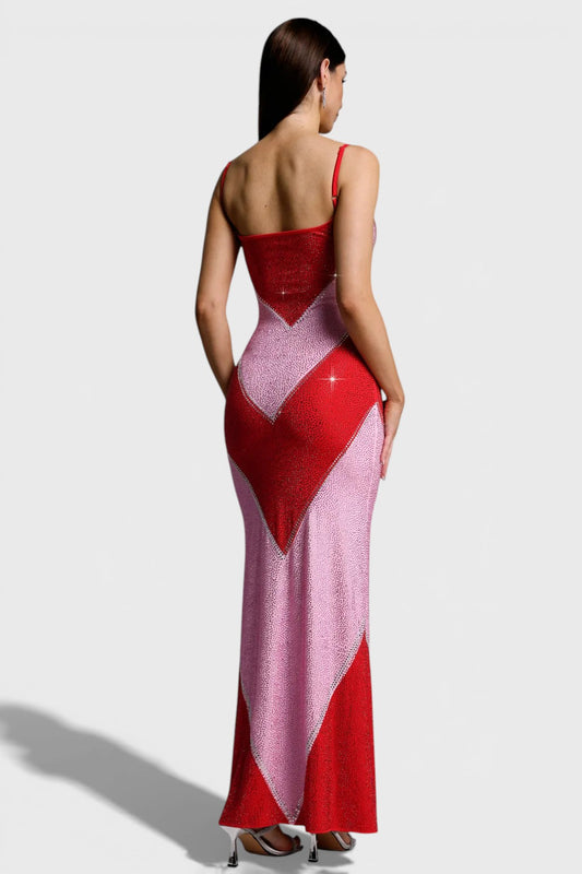 Byxie Valentina Rhinestone Bodycon Maxi Dress - Red Shop Byxie