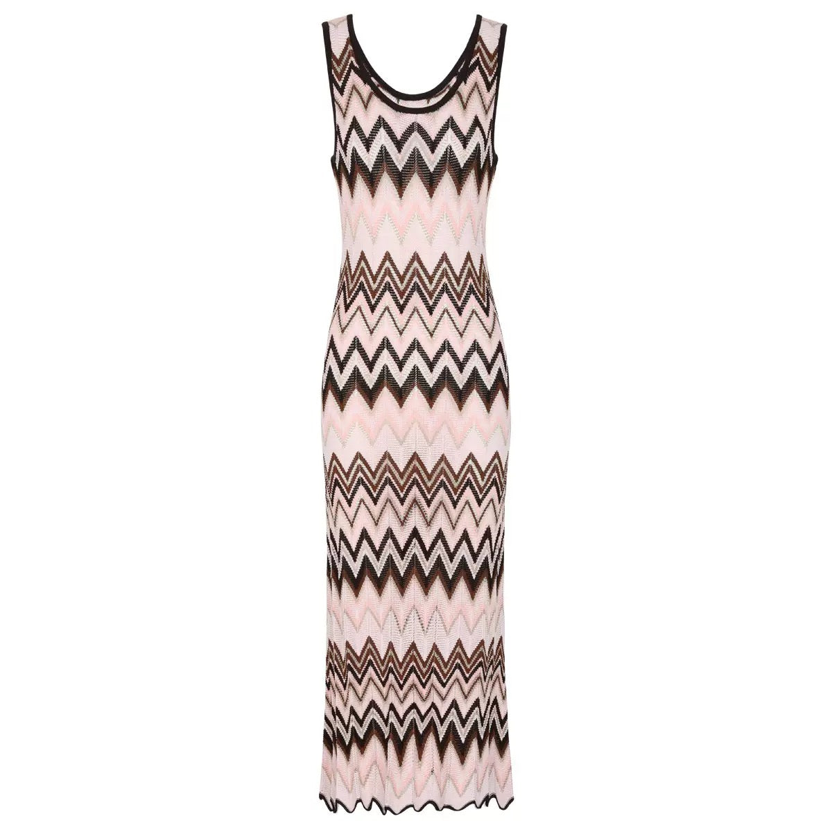 Zahara Zig Zag Knit Dress  – Brown Shop Byxie