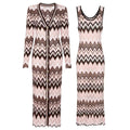 Zahara Zig Zag Knit Dress & Cardigan Set – Brown Shop Byxie
