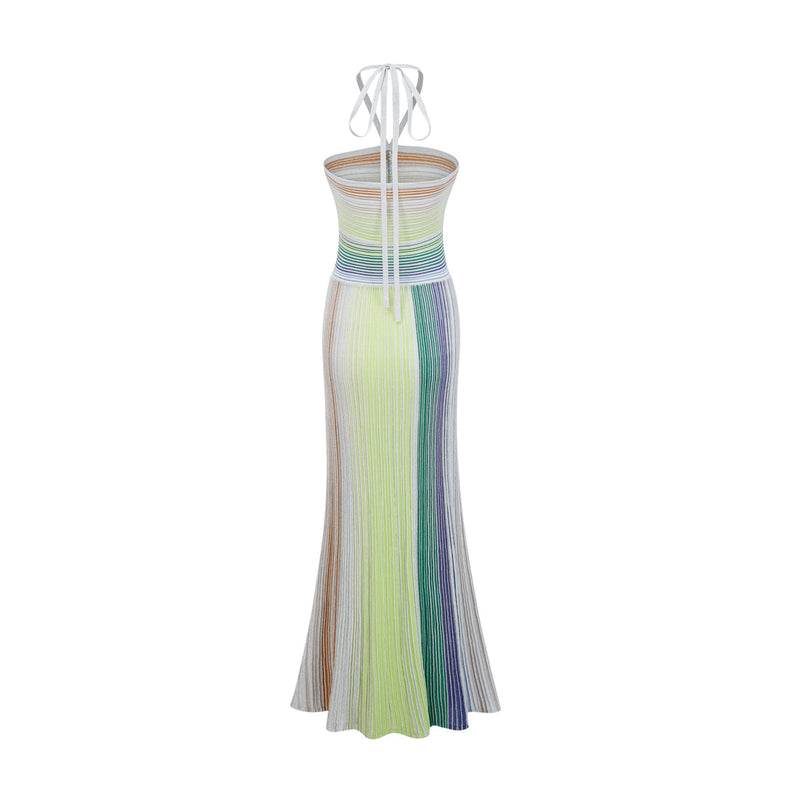 Valarie Halterneck Metallic Knit Maxi Dress - Green Shop Byxie
