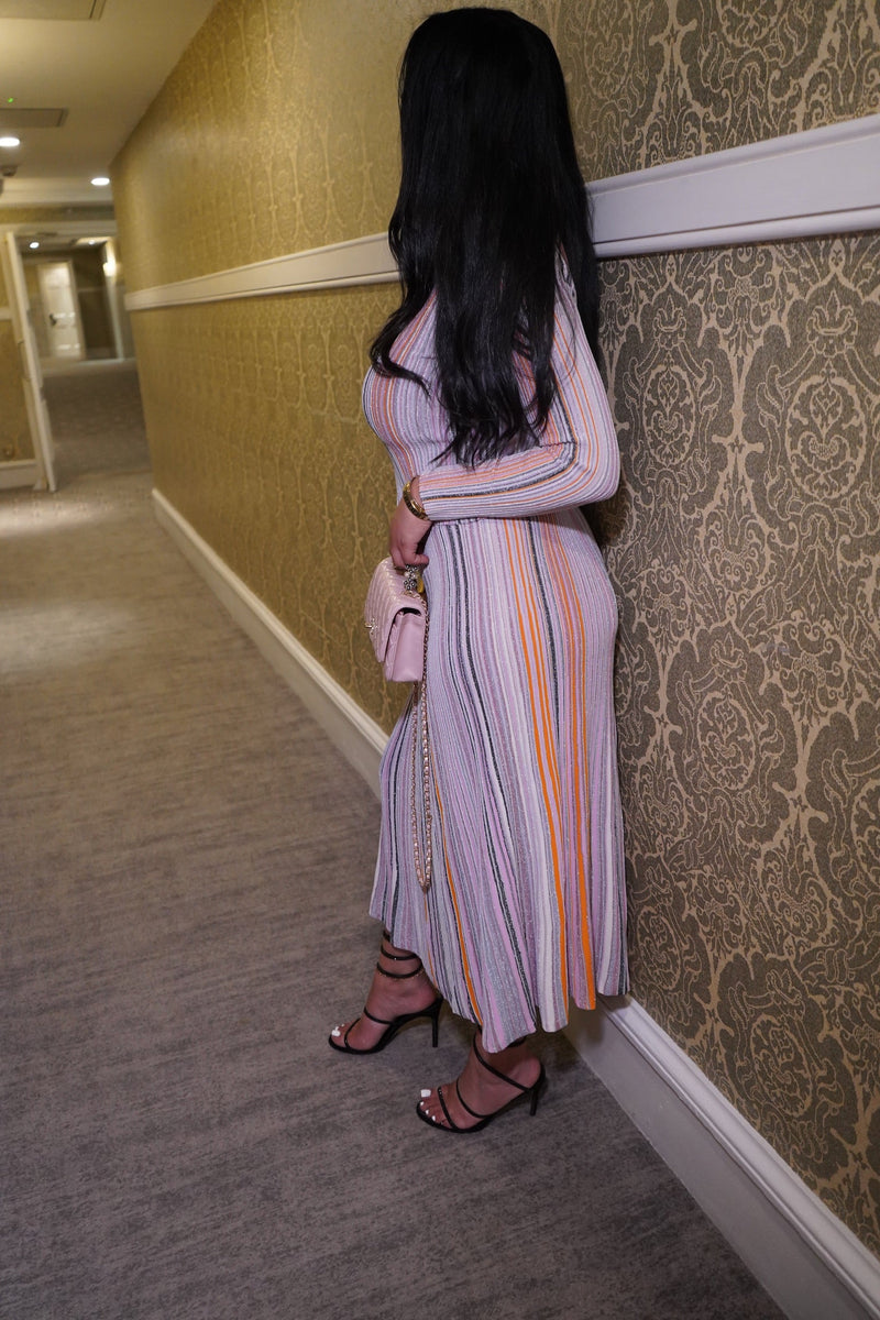 Aminata Stripe Knit Skirt Set - Pink Shop Byxie