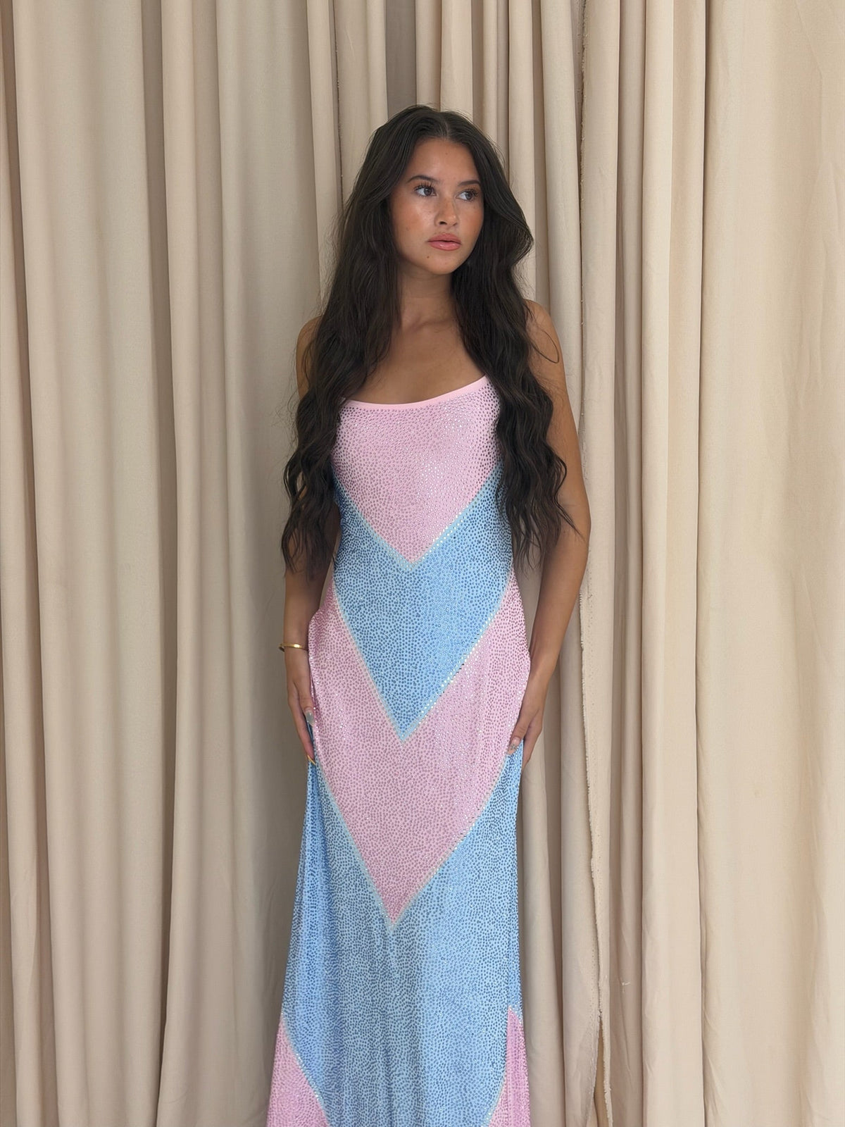 Byxie Valentina Rhinestone Bodycon Maxi Dress - Sky Blue Shop Byxie
