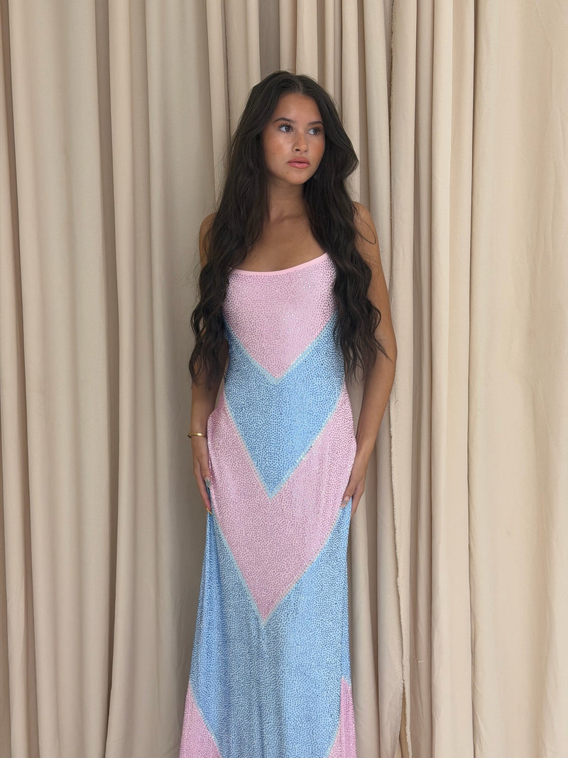 Byxie Valentina Rhinestone Bodycon Maxi Dress - Sky Blue Shop Byxie