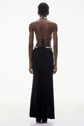 Angelica Crystal Cut Out Maxi Dress - Black Shop Byxie