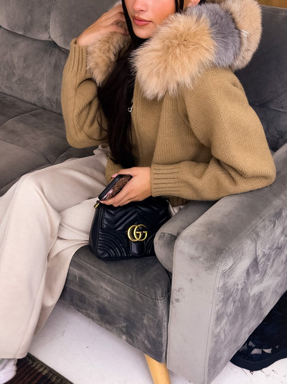 Elara Fox Fur Hood Cardigan Shop Byxie