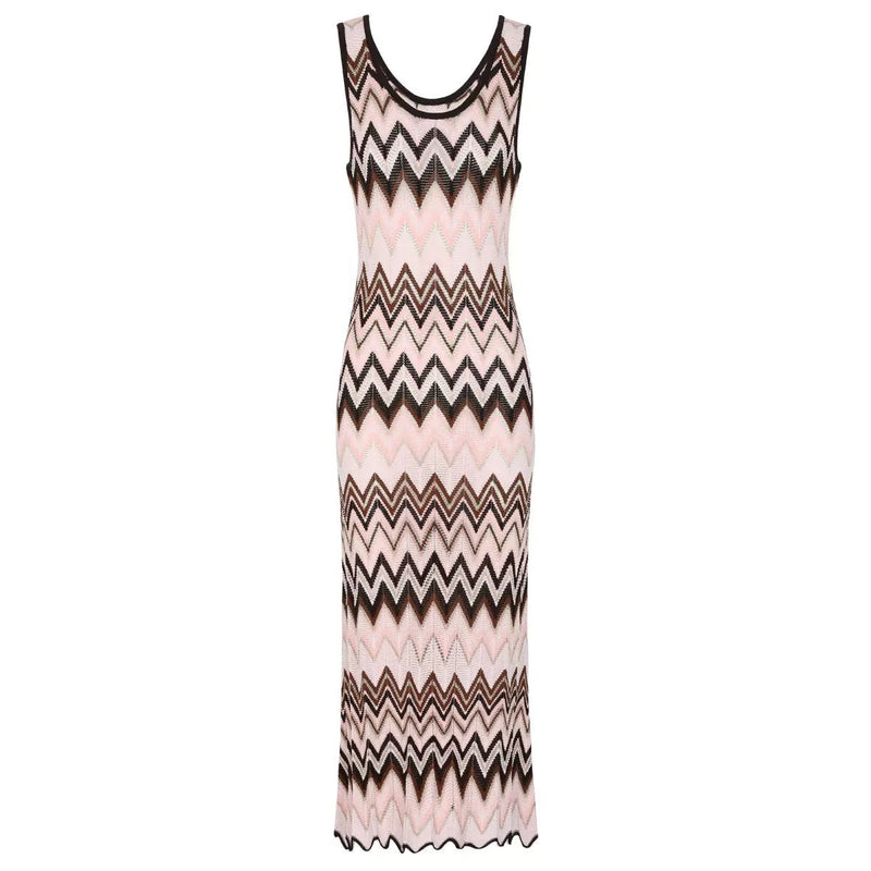 Zahara Zig Zag Knit Dress & Cardigan Set – Brown Shop Byxie