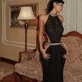 Angelica Crystal Cut Out Maxi Dress - Black Shop Byxie