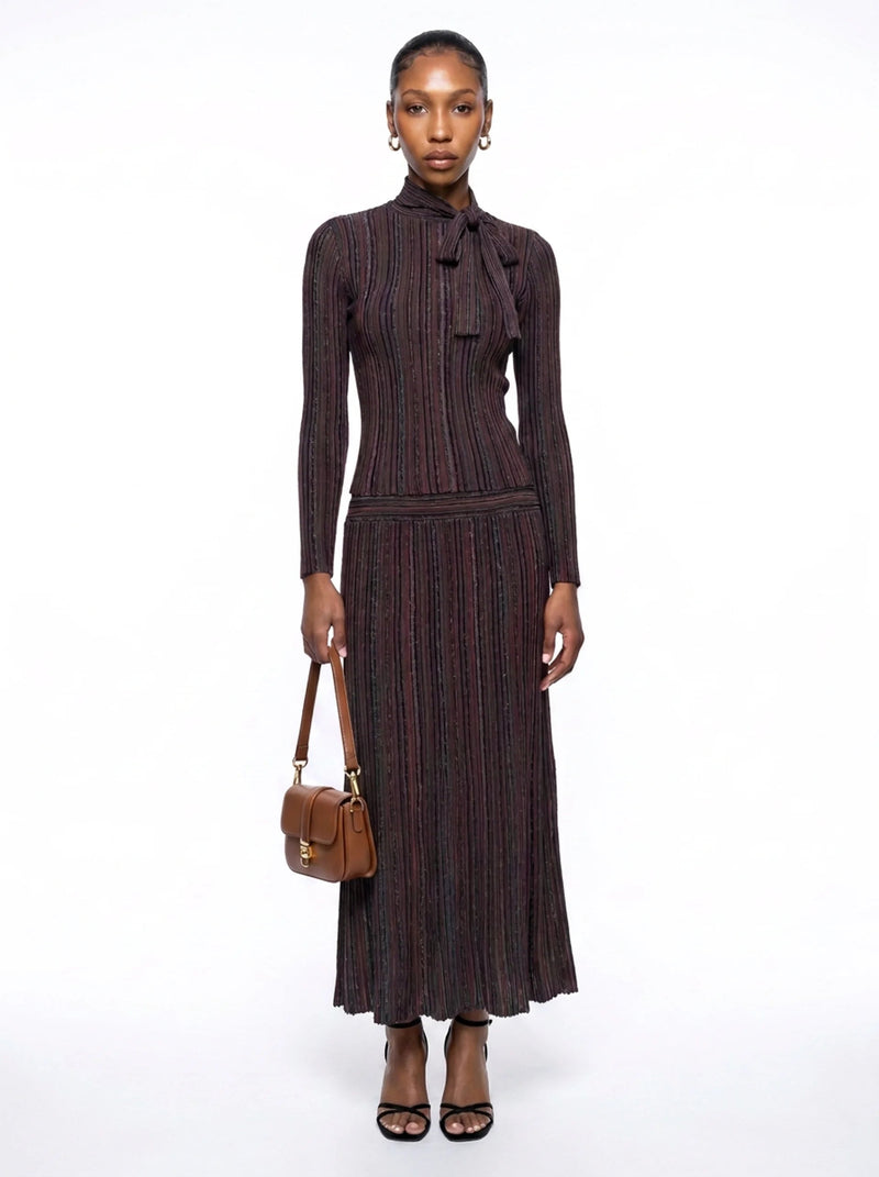 Anesu Striped Knit Maxi Set – Brown Multi Shop Byxie