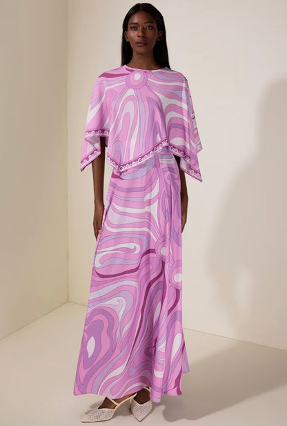 Ayana Printed Cape Top & Maxi Skirt Co-Ord Set Shop Byxie