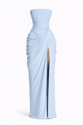 Byxie Isla Ruched Corset Maxi Dress – Sky Blue Shop Byxie