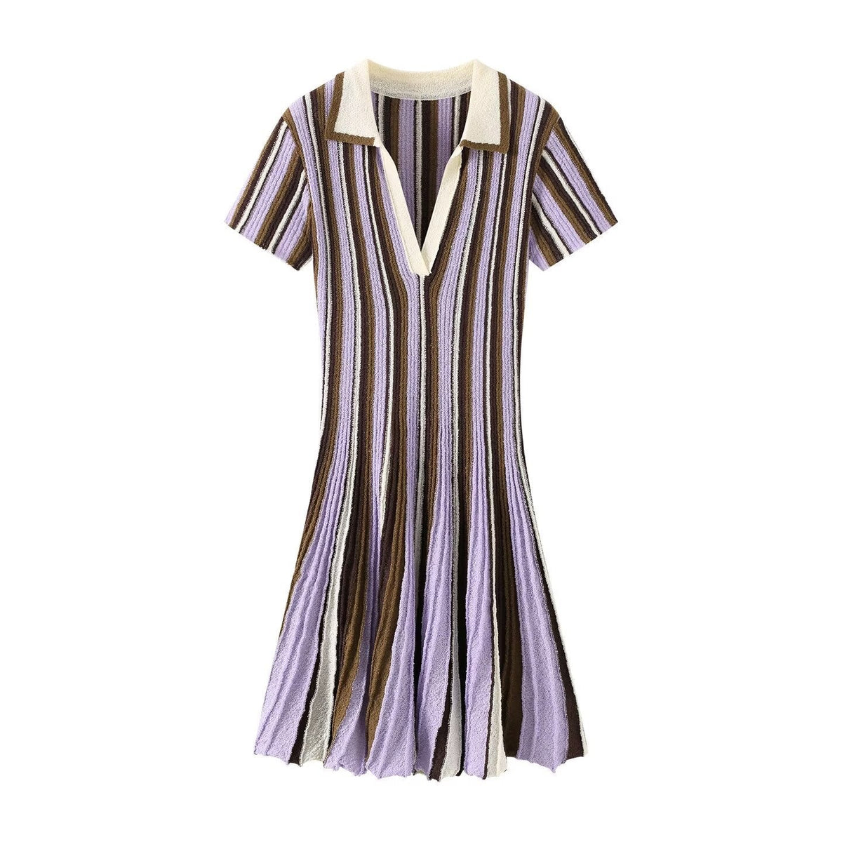 Zahra Stripe Knit Polo Mini Dress - Purple Shop Byxie