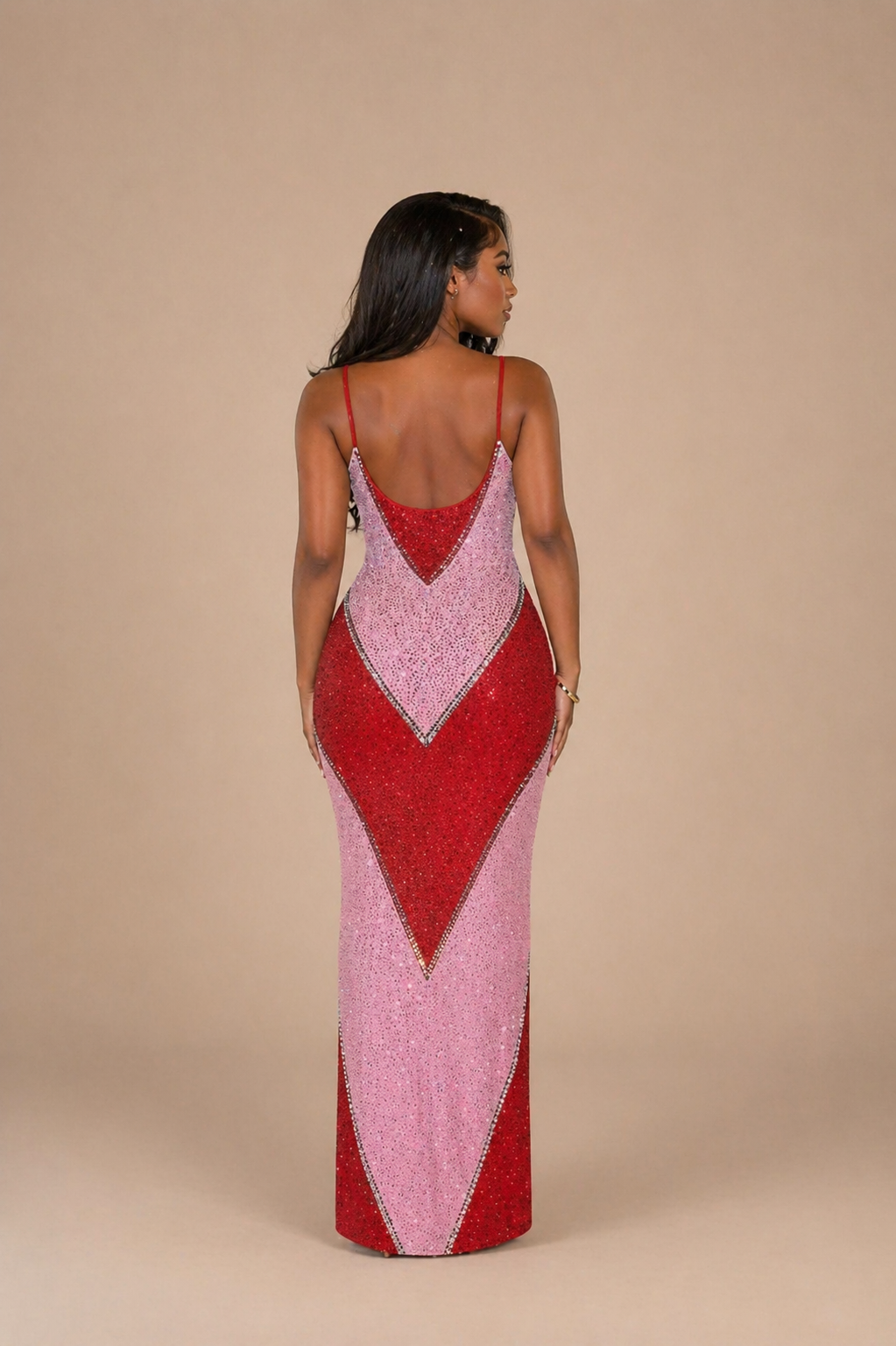 Byxie Valentina Rhinestone Bodycon Maxi Dress - Red Shop Byxie