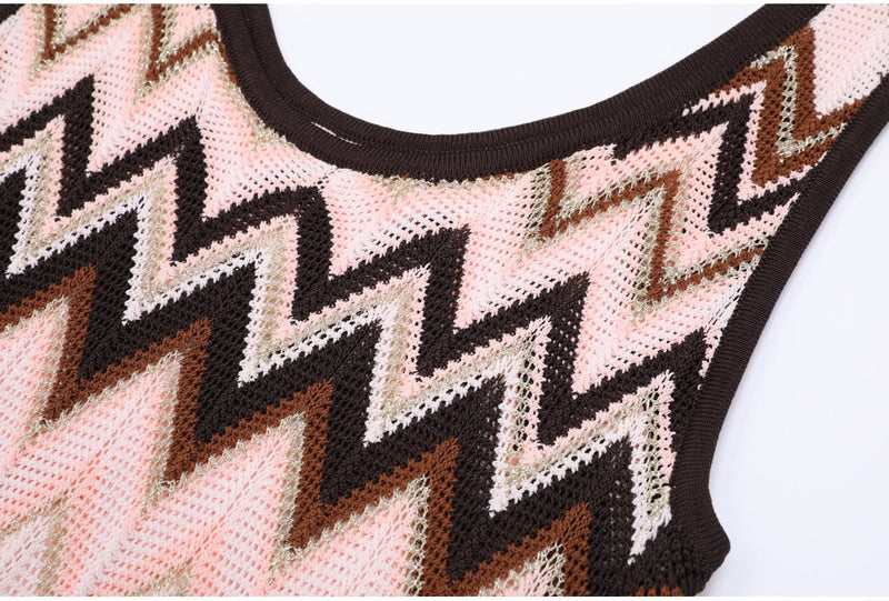 Zahara Zig Zag Knit Dress  – Brown Shop Byxie