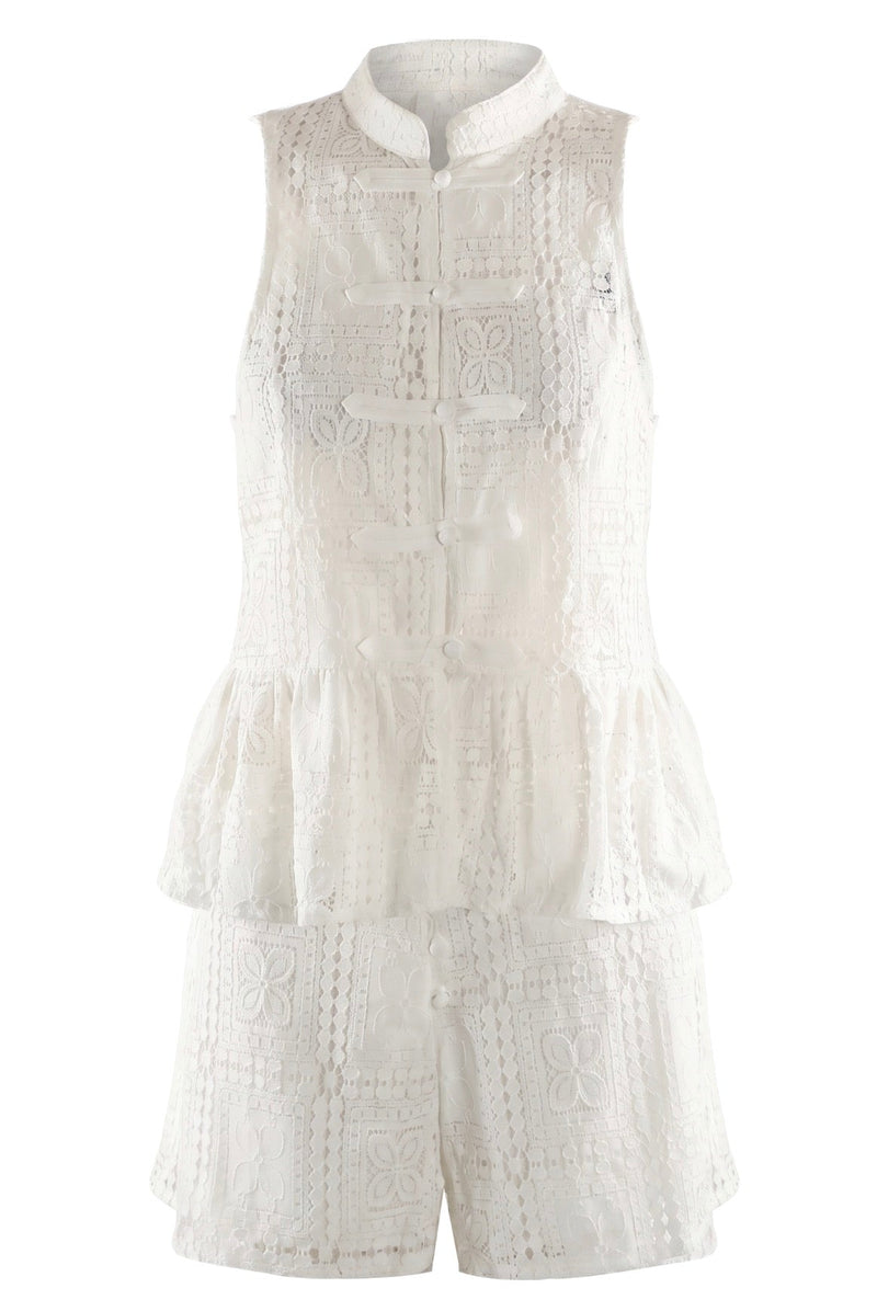 Aaliyah Lace Waistcoat & Shorts Set - White Shop Byxie
