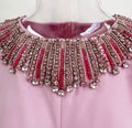 Byxie Pink Embellished Neck Satin Maxi Dress Shop Byxie