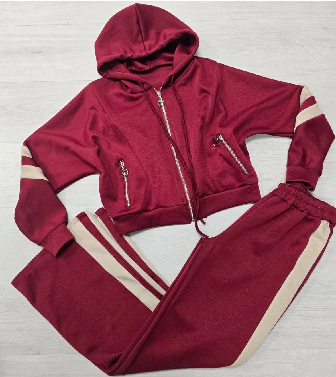 Raya Zip-Up Track Set – Burgundy