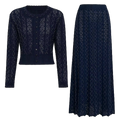 Sylvie Rhinestone Knit Cardigan & Skirt Set - Navy Shop Byxie