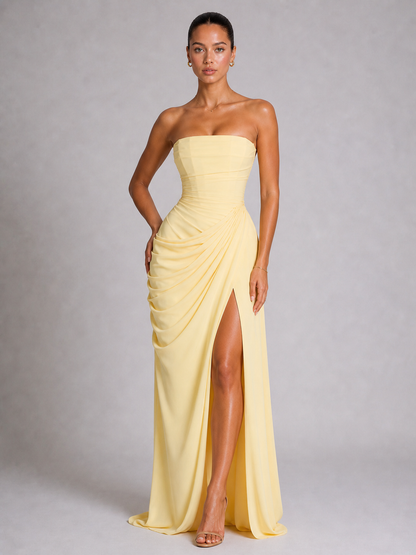 Byxie Isla Ruched Corset Maxi Dress – Lemon Shop Byxie