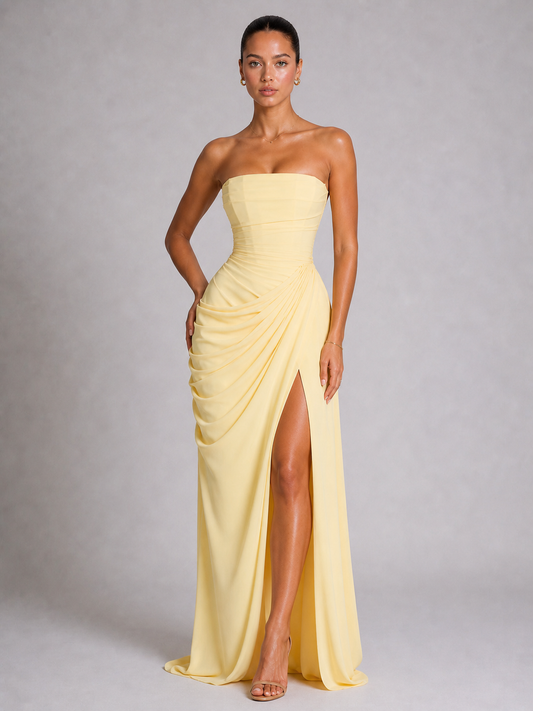 Byxie Isla Ruched Corset Maxi Dress – Lemon Shop Byxie