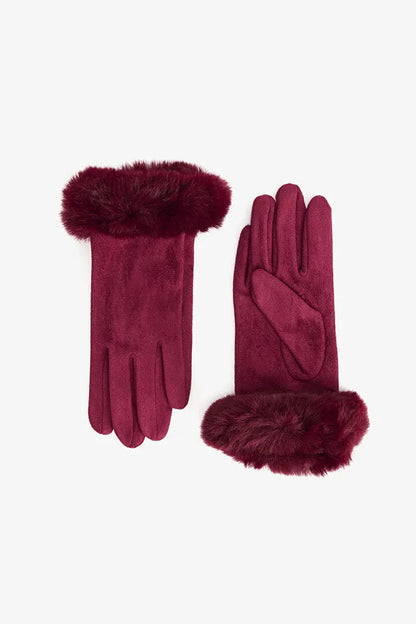 Burgundy Faux Suede Fur Gloves Shop Byxie