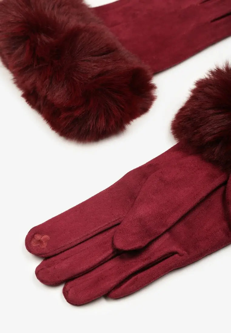 Burgundy Faux Suede Fur Gloves Shop Byxie