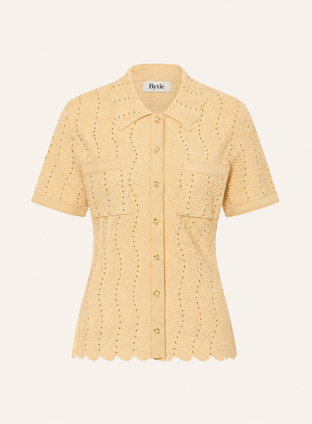 Solène Embellished Knit Shirt – Champagne Shop Byxie