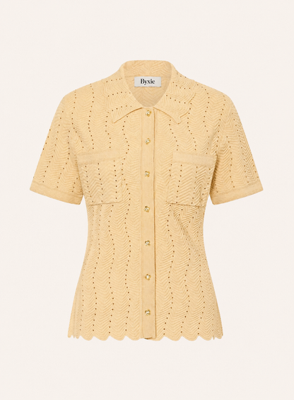 Solène Embellished Knit Shirt – Champagne Shop Byxie