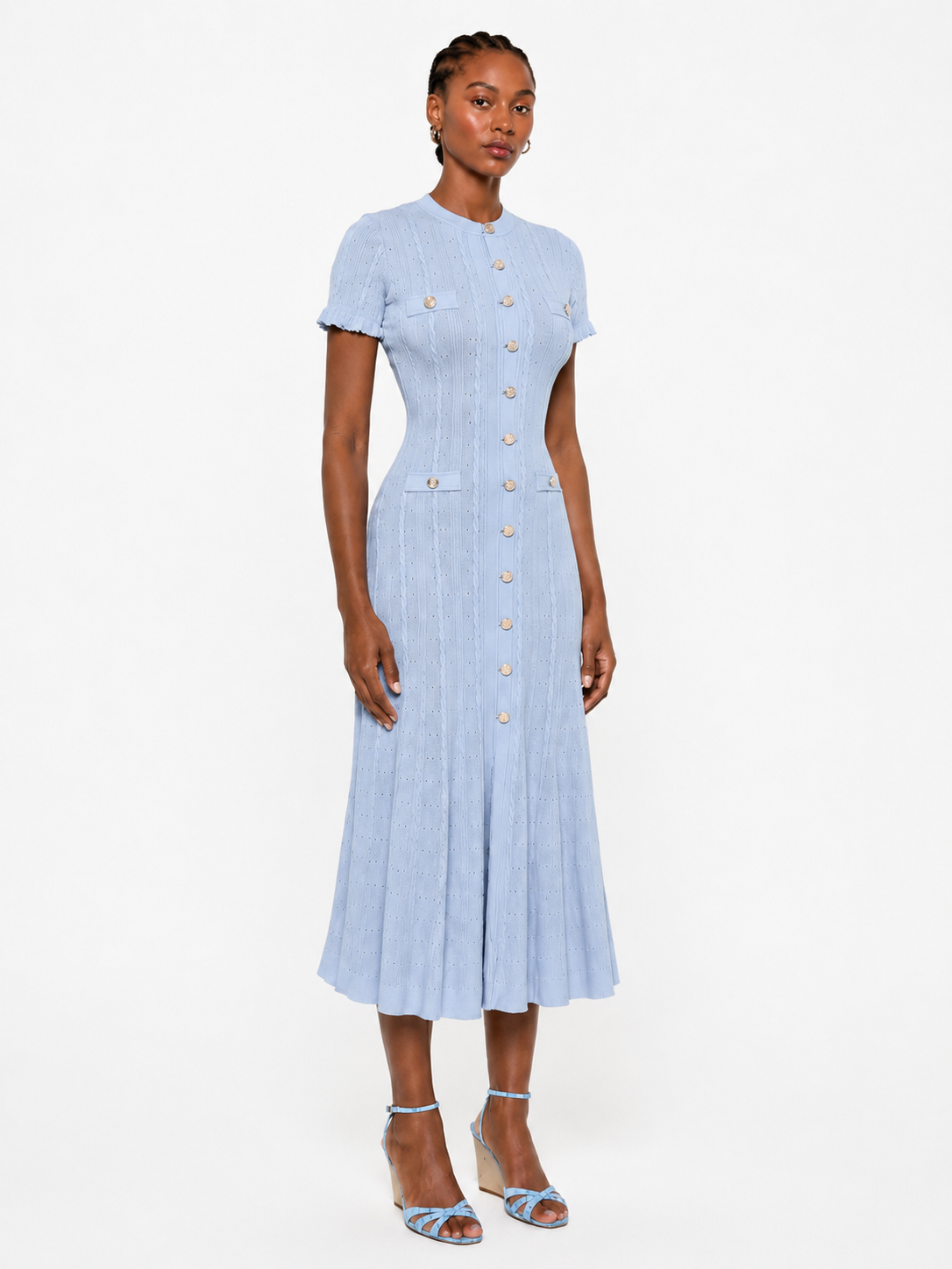 Byxie Sienna Luxe Knit Midi Dress - Baby Blue Shop Byxie