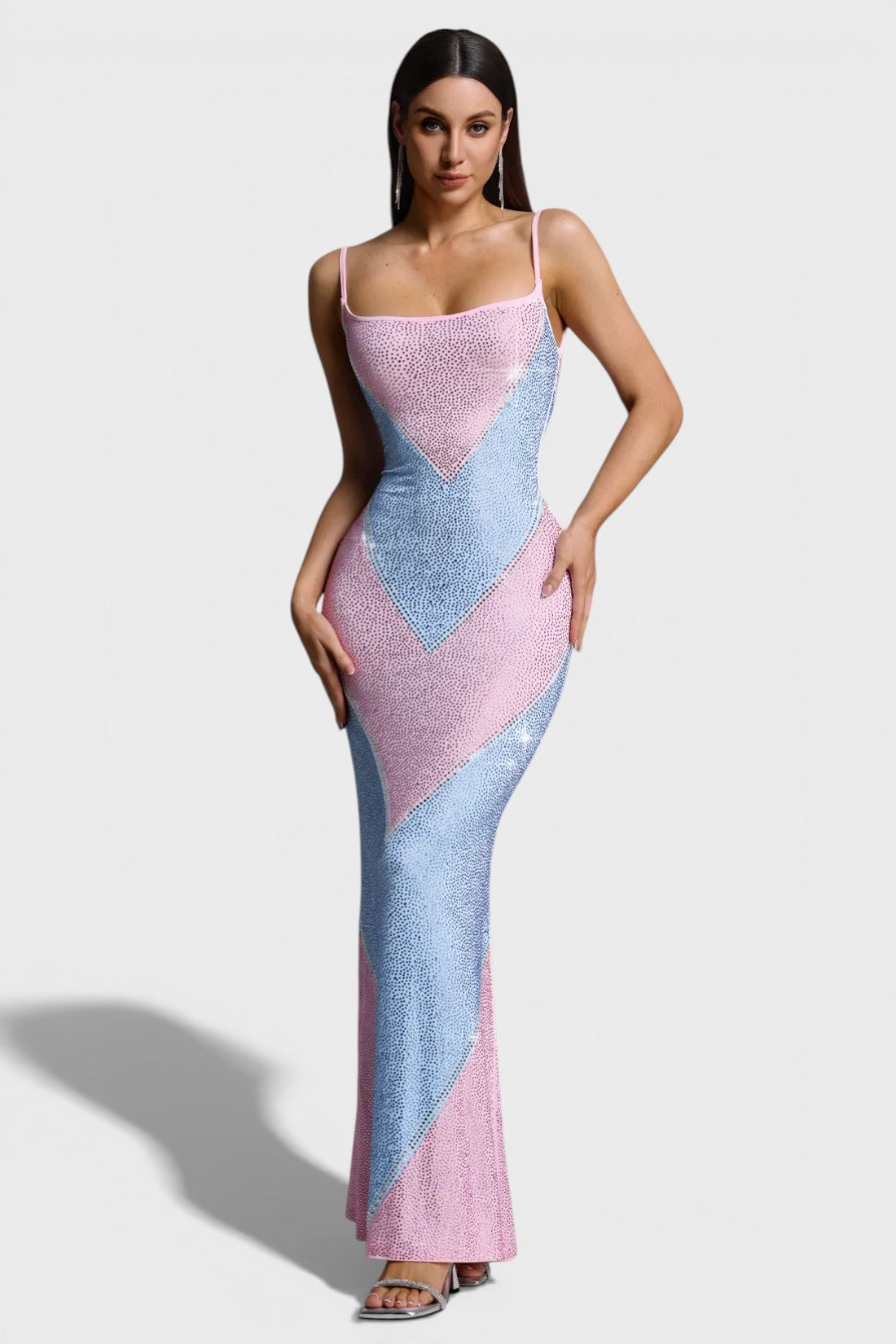 Byxie Valentina Rhinestone Bodycon Maxi Dress - Sky Blue Shop Byxie