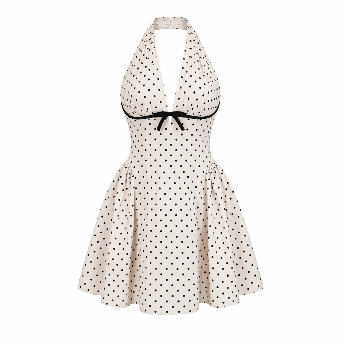 Margot White Polka Dot Halterneck Mini Dress Shop Byxie