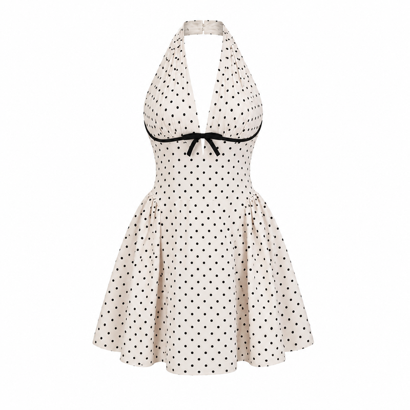 Margot White Polka Dot Halterneck Mini Dress Shop Byxie