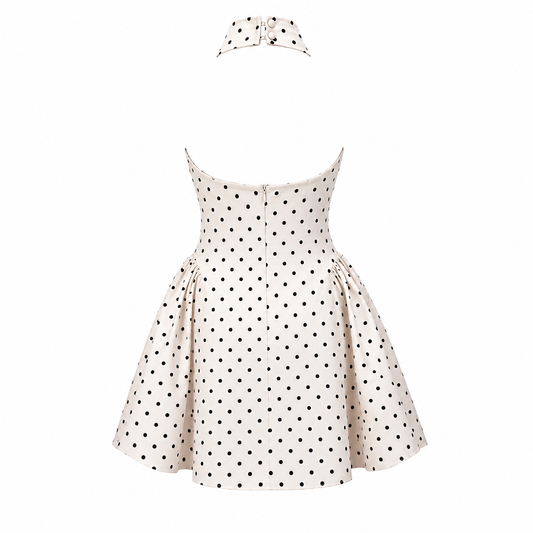 Margot White Polka Dot Halterneck Mini Dress Shop Byxie