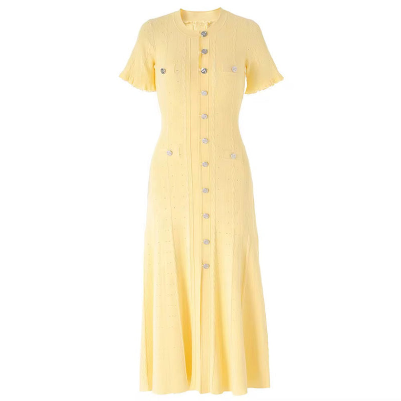 Byxie Sienna Luxe Knit Midi Dress - Yellow Shop Byxie